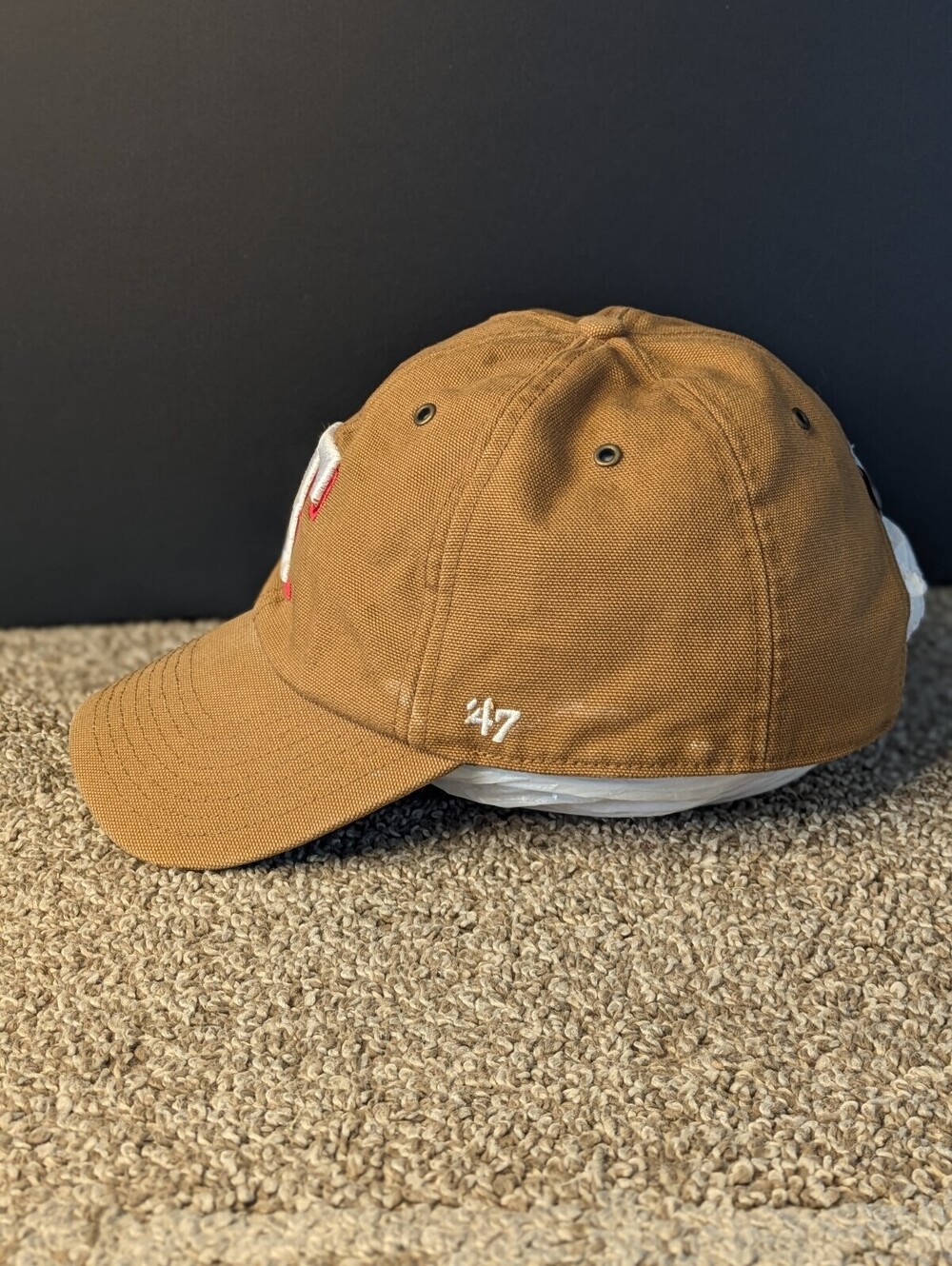 Carhartt x '47 Brand MLB Texas Rangers Hat Duck Canvas Strapback Hat - Picture 2 of 9